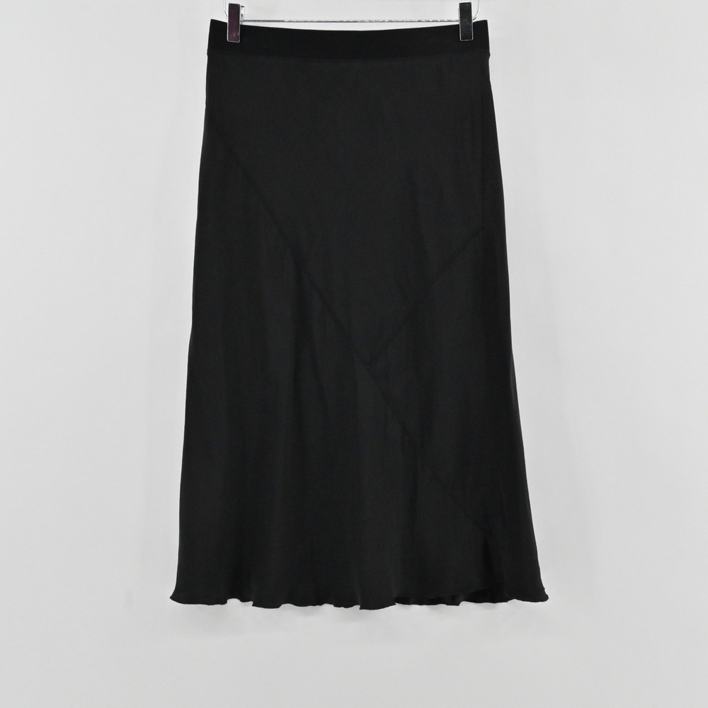 ATM Anthony Thomas Melillo Silk Midi Skirt Womens Size M Black Minimalist Luxury
